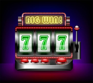 Gerçekçi Detaylı Slot Makinesi Tek Kollu Haydut. Vektör