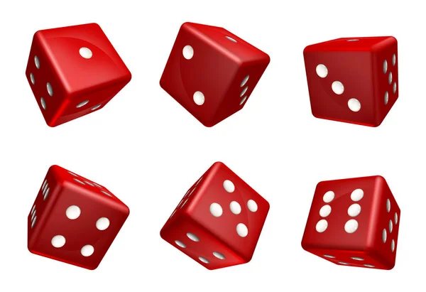 Реалістичний Детальний 3d Різні Red Casino Dice Set. Векторні — стоковий вектор