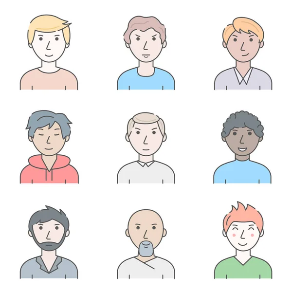 Color Personaje Personas Hombre Concepto Contorno Estilo Lineal. Vector — Vector de stock