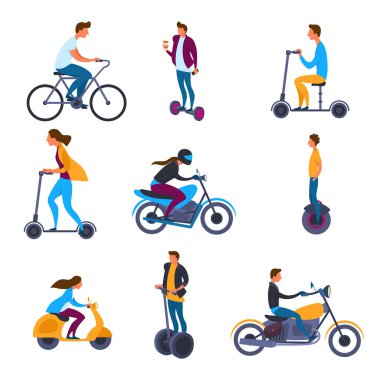 Çizgi film Renk Karakterleri İnsan Sürücüleri Kavram Kümesi. Vektör