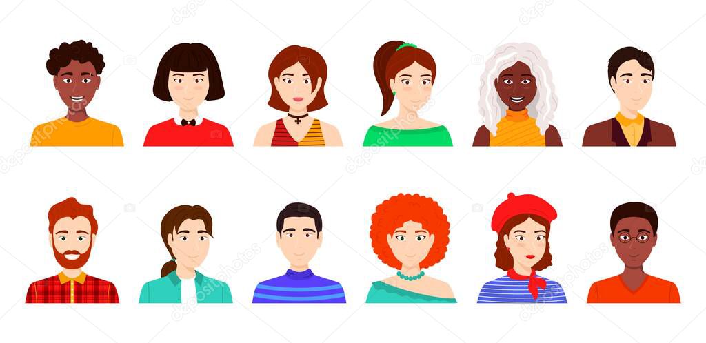 Cartoon Color Characters People Avatars Concept. Vector