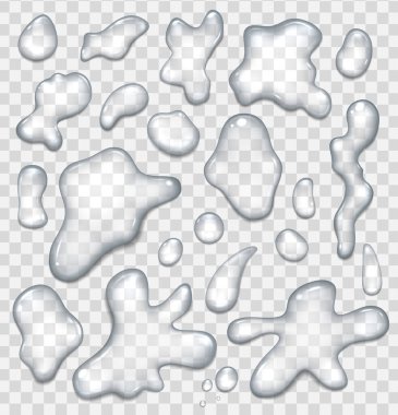 Gerçekçi Detaylı Su Damlaları Seti. Vektör