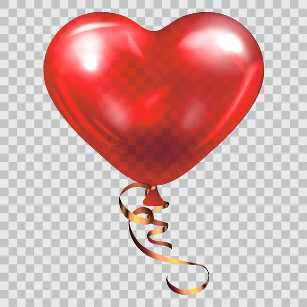 Realista detallado 3d corazón forma globo rojo. Vector — Vector de stock