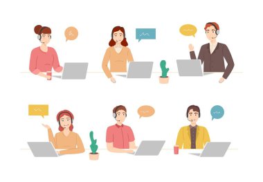 Çizgi film Renk Karakterleri Merkezi Ajanları Set Konsepti. Vektör