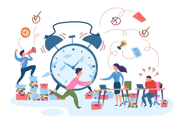 Çizgi film Renk Karakterleri Aceleci İşçiler ve Yakma Konsepti. Vektör