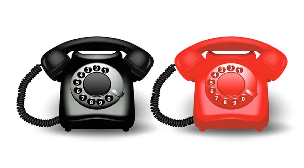 Realistisch Gedetailleerde 3d Vintage Phone Set. Vector — Stockvector