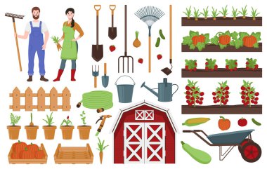 Çizgi film Renk Karakterleri Çiftçi Kavramı. Vektör