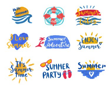 Yaz Rengi Etiketi İmza Kümesi Kavramı. Vektör