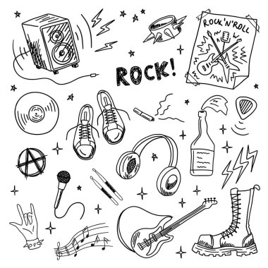 Müzik İşareti İnce Satır Simgesi Ayarlandı. Vektör