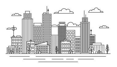 City View Concept Contour Linear Style. Vektör