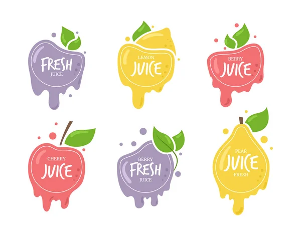 Koncepcja zestawu znaków Fresh Juice Label. Wektor — Wektor stockowy
