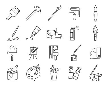 Painter Sign Thin Line Icon Set. Vector