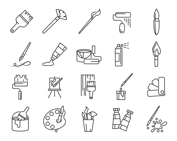 Painter Sign Thin Line Icon Set. Vector — 스톡 벡터