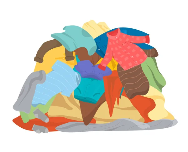 Cartoon Color Dirty Clothes Pile Concept Platte Ontwerp Stijl. Vector — Stockvector