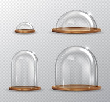 Realistic Detailed 3d Transparent Glass Domes Set. Vector clipart