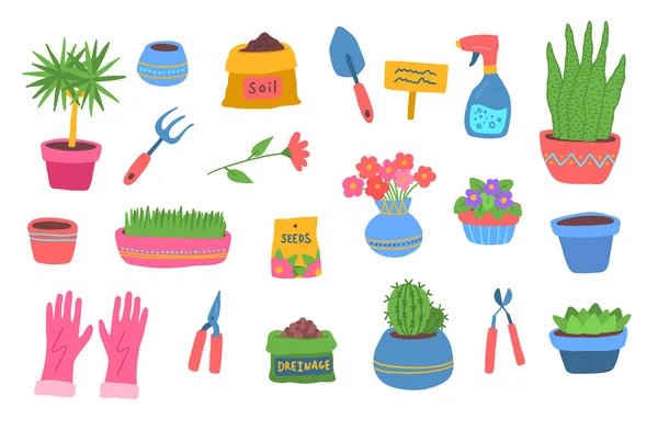 卡通色彩家庭花园标志图标设置.B.病媒 — 图库矢量图片