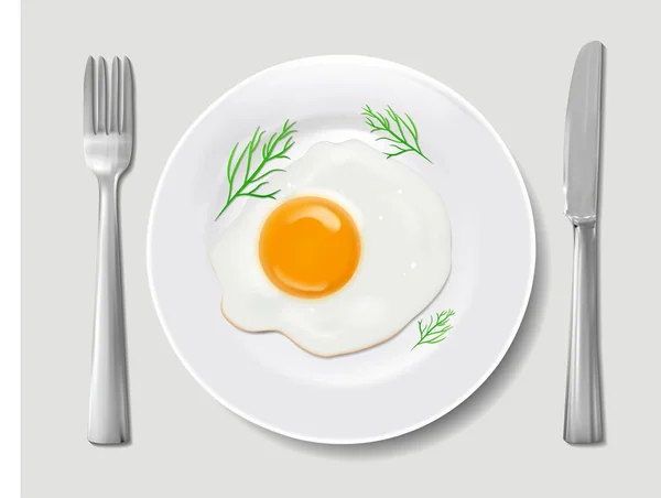 Set di uova fritte 3d dettagliate realistiche. Vettore — Vettoriale Stock