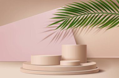 Sahne Seti 'nde Gerçekçi Detaylı 3d Podyum Minimal. Vektör