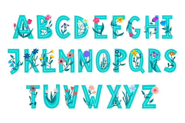 Cartoon Color Cute Alphabet Font Set. Vektor — Stockvektor