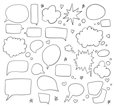 Speech Bubbles Sign Black Thin Line Icon Set. Vector