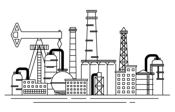 Petrochemical Industry Concept Contour Linear Style. Vector — Stock vektor