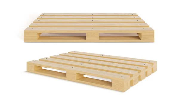 Realistic Detailed 3d Wooden Pallet Set. Vector — Stok Vektör