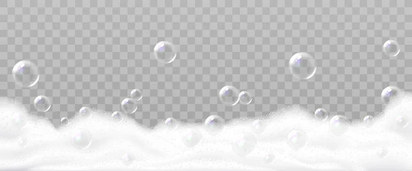 Realistisch gedetailleerde 3d witte schuim bubbels. Vector — Stockvector