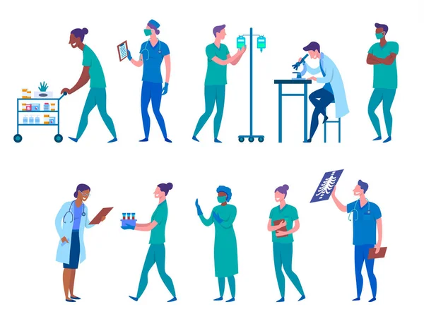 Tecknad färg tecken Medical People Concept. Vektor — Stock vektor