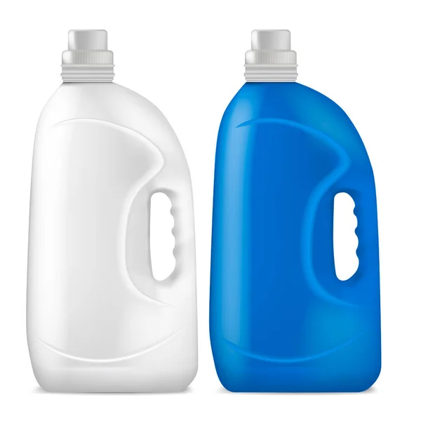 Conjunto de botellas de detergente de plantilla vacía de color 3D detallado realista. Vector — Vector de stock