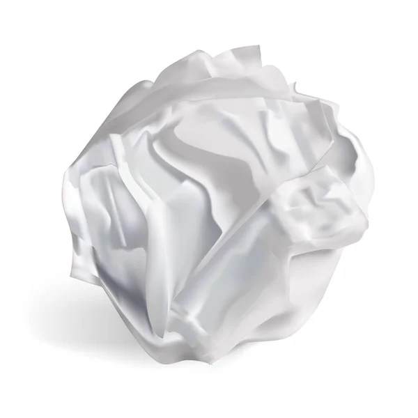 Ρεαλιστική Λεπτομερής 3d Λευκό τσαλακωμένο χαρτί μπάλα. Διάνυσμα — Διανυσματικό Αρχείο