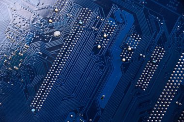 Bilgisayar ana kartı ve elektronik bileşenler Cpu gpu belleği ve bir video kartı için farklı soketler