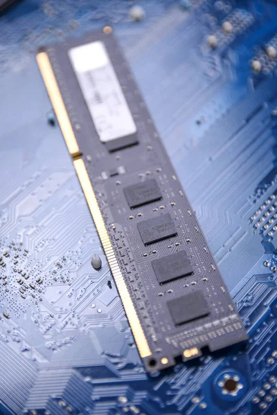 Anakart Arka Planında Bilgisayar Belleği Ram Kapatın Sistem Ana Bellek — Stok fotoğraf