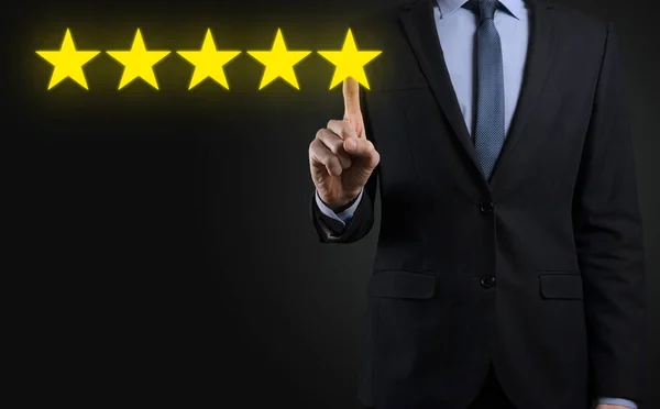 인간의 Company Review 등급을 올리기 기호를 지적함 Review Increase Ranking — 스톡 사진
