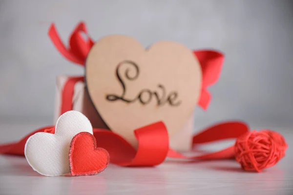 Предпосылки Поздравления Днем Святого Валентина Card Valentines День Concept Wooden — стоковое фото