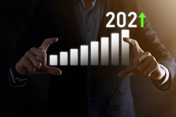 Desarrollo Empresarial Éxito Crecimiento Creciente Año 2021 Concept Plan Gráfico — Foto de Stock