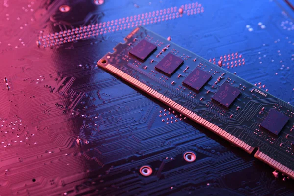 Computer Memory Ram Circuit Motherboard Background Close System Main Memory — Stock Photo, Image