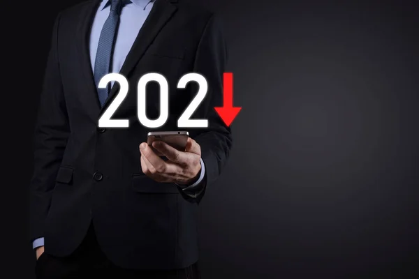 Planificar Crecimiento Negativo Empresarial Concepto Del Año 2021 Plan Del — Foto de Stock