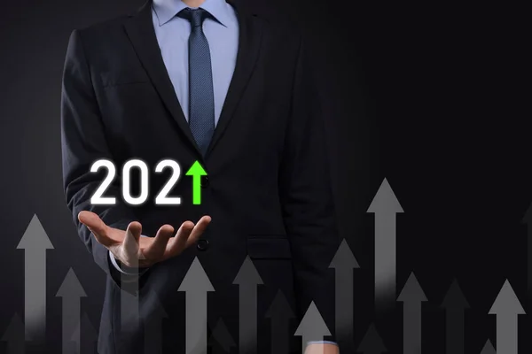 Desarrollo Empresarial Éxito Crecimiento Creciente Año 2021 Concept Plan Gráfico —  Fotos de Stock