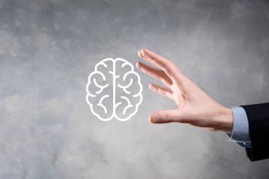 Soyut beyin ve ikon dijital pazarlama, strateji ve büyüyen yatırım hedefine, medyaya ve teknolojiye sahip iş adamı