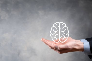 Soyut beyin ve ikon dijital pazarlama, strateji ve büyüyen yatırım hedefine, medyaya ve teknolojiye sahip iş adamı