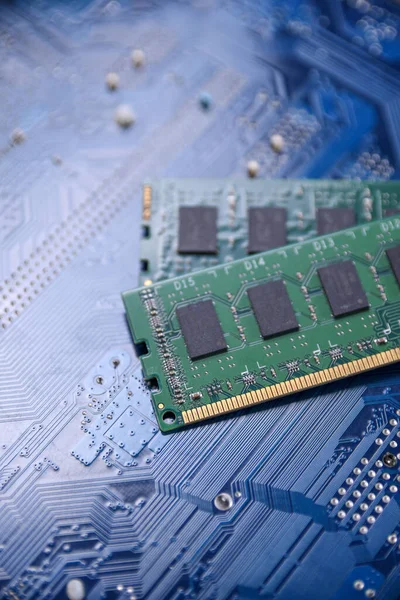 Dator Ram Moderkort Bakgrund Närbild Datorkomponenter — Stockfoto