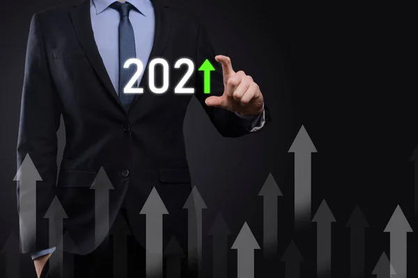 Business Development Success Growing Growth Year 2021 Concept Plan Wykres — Zdjęcie stockowe