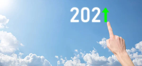 2021 Gökyüzü Geçmişiyle Ilgili Olumlu Bir Ikon 2021 Dünyasının Pozitif — Stok fotoğraf