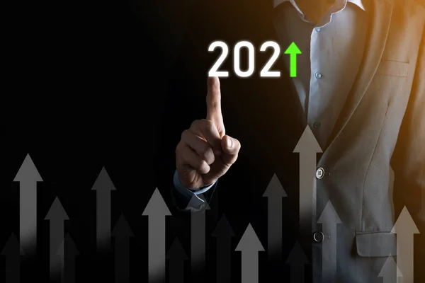 Sviluppo Del Business Successo Crescita Anno 2021 Concetto Pianificare Grafico — Foto Stock