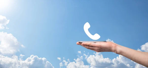 Telefonare Ora Business Communication Support Center Servizio Clienti Concetto Tecnologia — Foto Stock