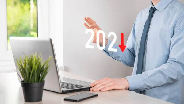 Planificar Crecimiento Negativo Empresarial Concepto Del Año 2021 Plan Del —  Fotos de Stock