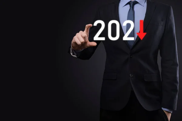 Planera Affärsverksamheten Negativ Tillväxt 2021 Koncept Affärsman Plan Och Ökning — Stockfoto