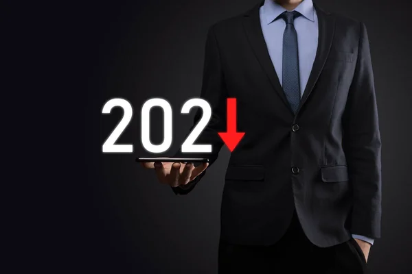 2021年规划业务负增长概念 商人计划和增加其业务中的消极指标 降低商业概念 — 图库照片