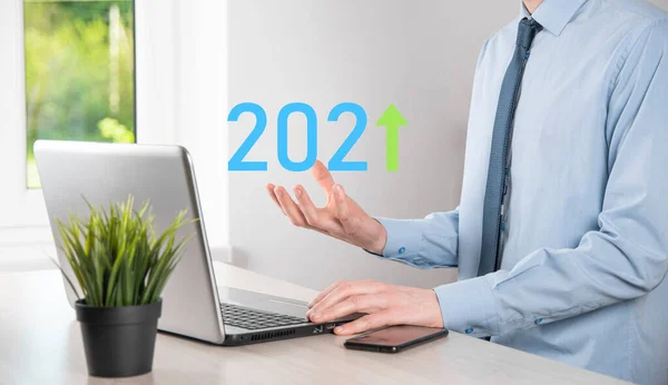 Business Development Success Growing Growth Year 2021 Concept Plan Business — Stockfoto