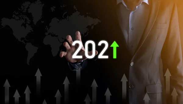 Sviluppo Del Business Successo Crescita Anno 2021 Concetto Pianificare Grafico — Foto Stock